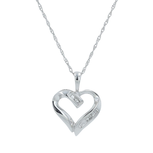 10K WG 0.05 CT Diamond Heart Pendant