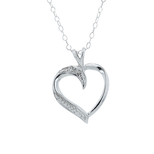 10K WG 0.01 CT Diamond Heart Pendant