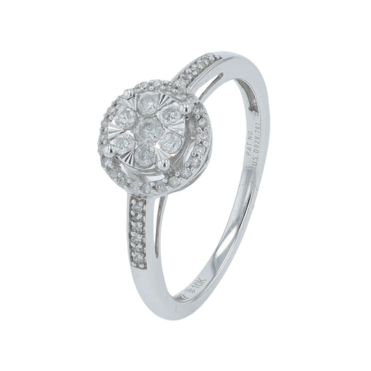 10K WG .25 CTW Diamond Cluster Engagement Ring