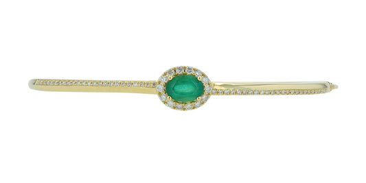 14K YG 1.10 CT Emerald Center Bangle