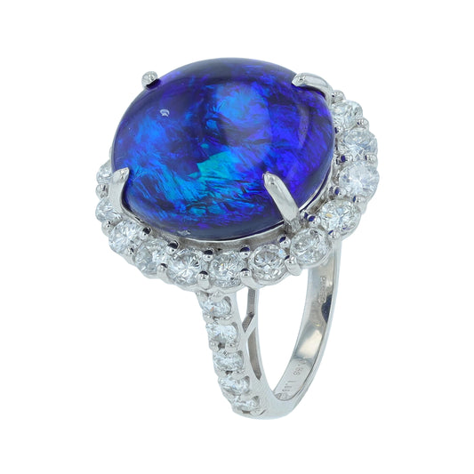 PT950 8.58 CT Opal Halo Ring