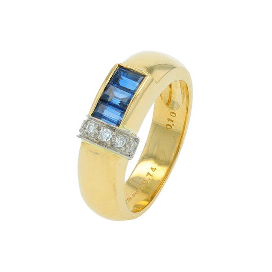 18K YG/PT900 .74 CTW Sapphire Ring