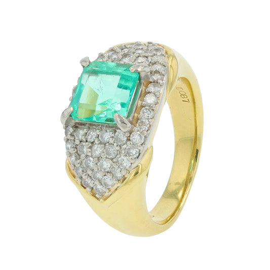 PT900/18K YG 1.78 CT Emerald Ring