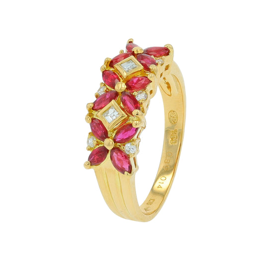 18K YG .89 CTW Ruby Ring