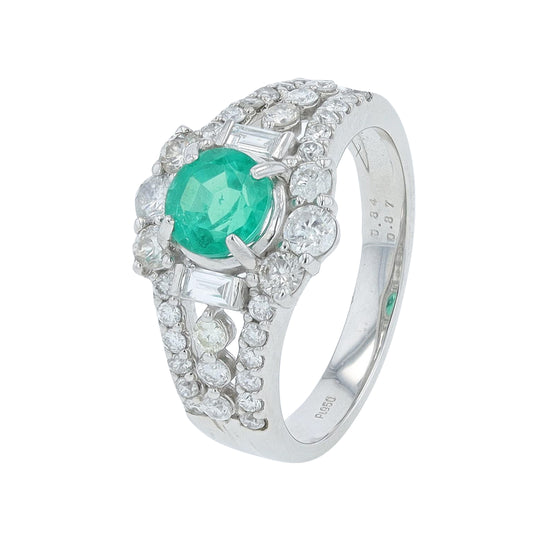 PT900 .87 CT Emerald Ring