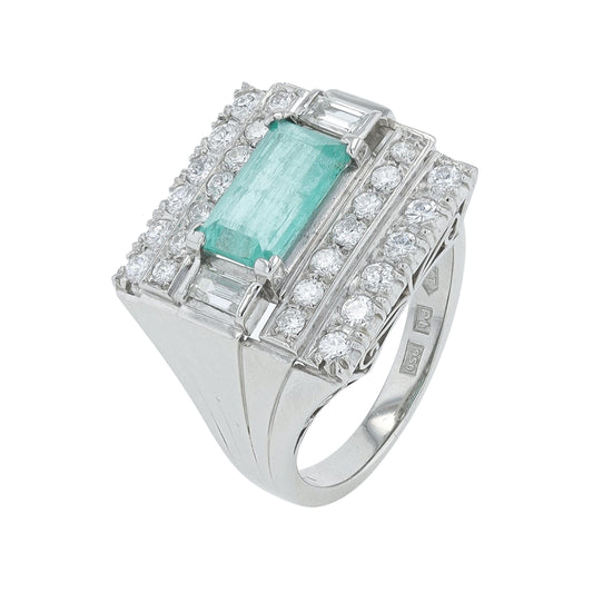 PT950 .80 CT Emerald Ring