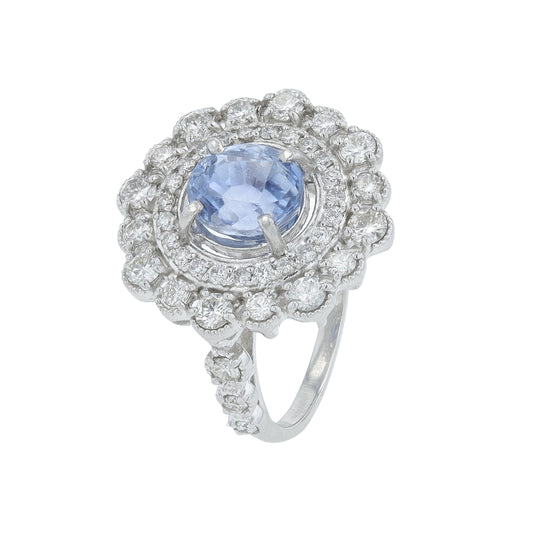 PT950 2.996 CT Sapphire Center Ring