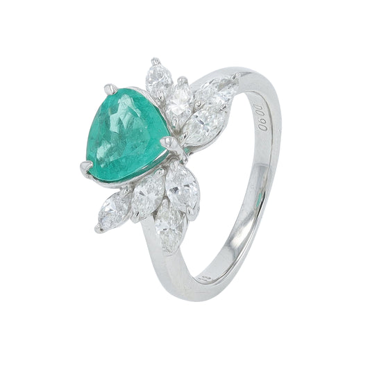 Pt900 1.433 CT Emerald Ring