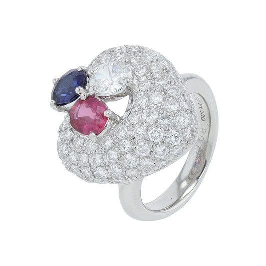 PT900 .71 CT Ruby & .67 CT Sapphire Ring